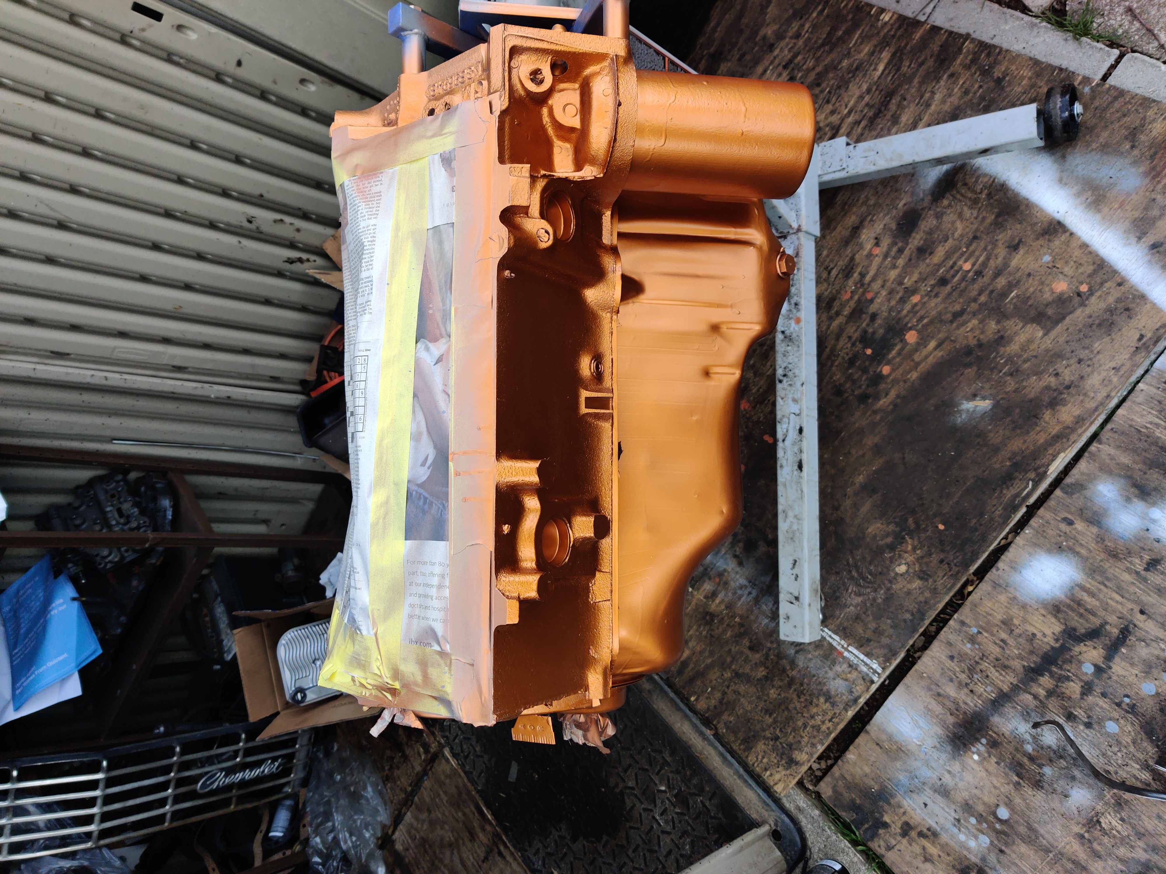 painted engine block